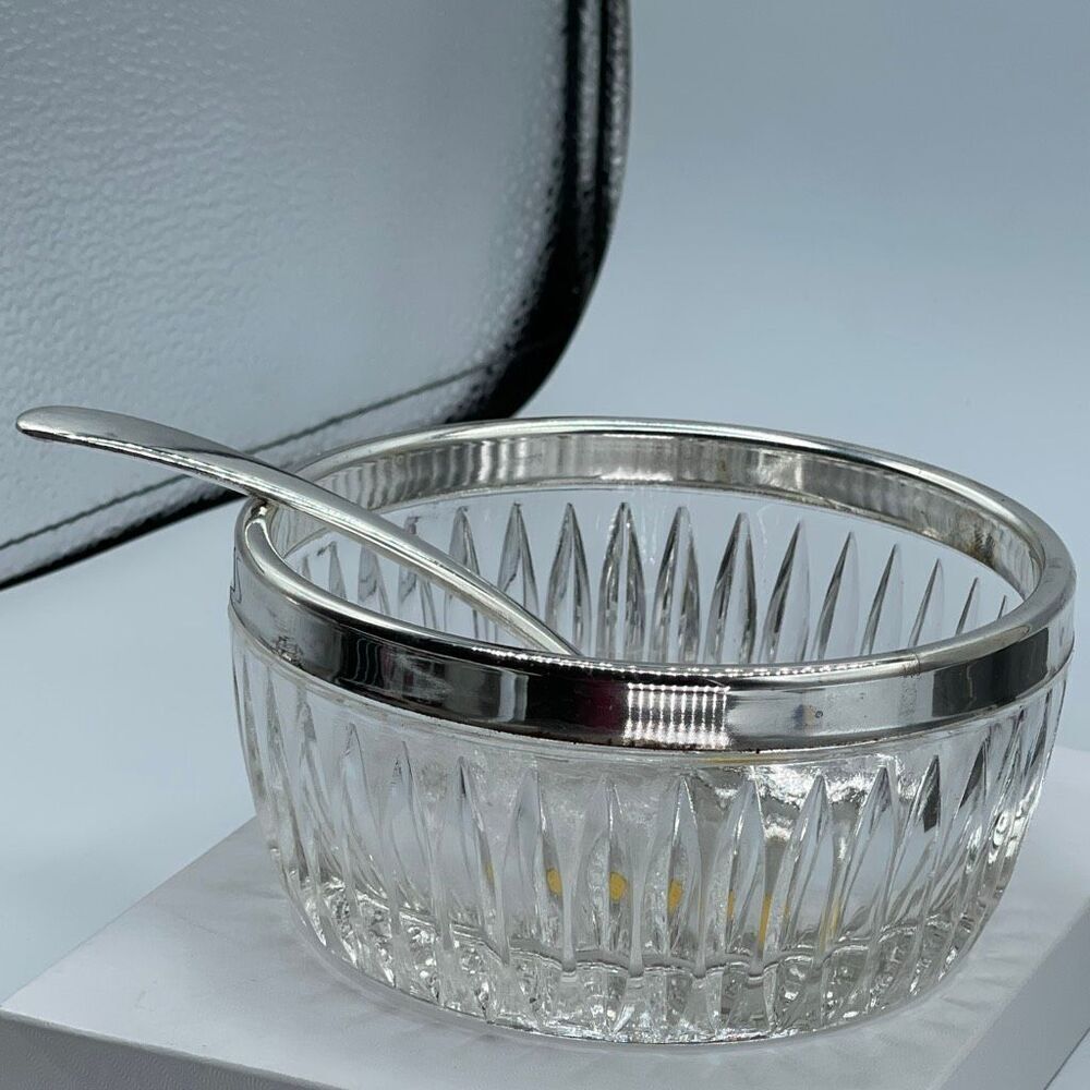 Vintage Leonard Italy crystal & silver plate trim and spoon.